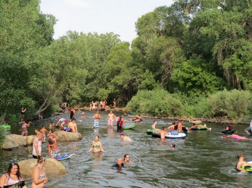 Tubers on Clear Creek River in Colorado